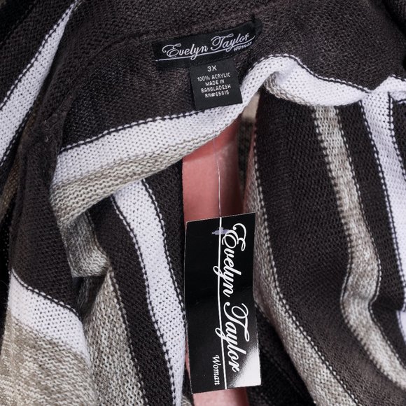 NWT Gray & White Stripe Hooded Cardigan - 2x - Picture 4 of 5